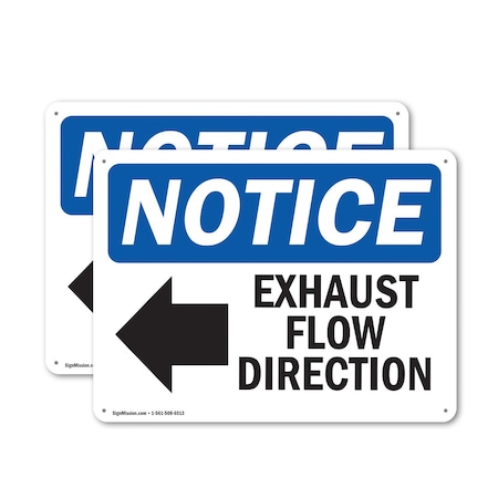 Signmission Exhaust Flow Direction (Left Arrow), 10 in W x Rectangle, Aluminum OS-2PACK-NS-A-710-L-12214